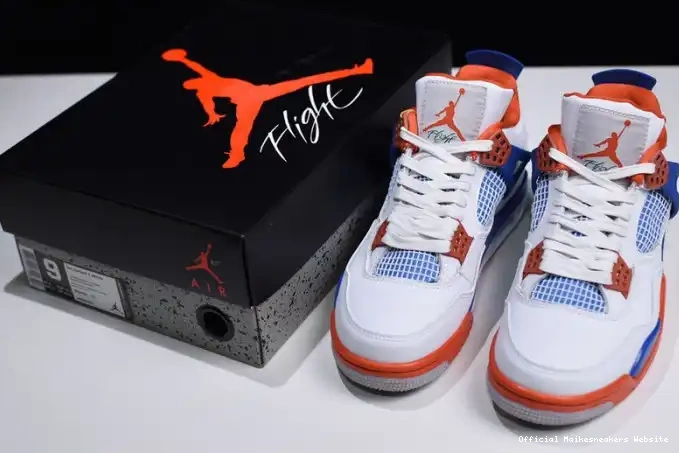 Official Maikesneakers 308497-171 White 4 Air Bright Crimson-Royal Blue Jordan 0509